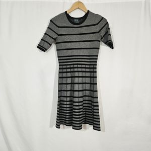 Gabby Skye black and grey   striped dress women's size small